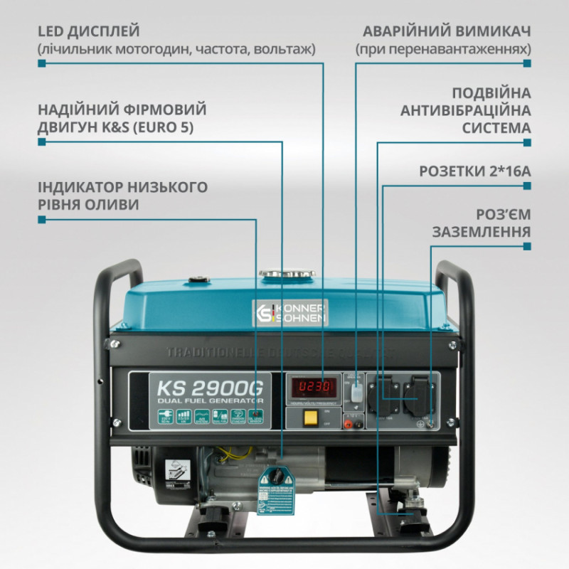 Генератор газобензиновий «Könner & Söhnen» KS 2900G-KS 2900G