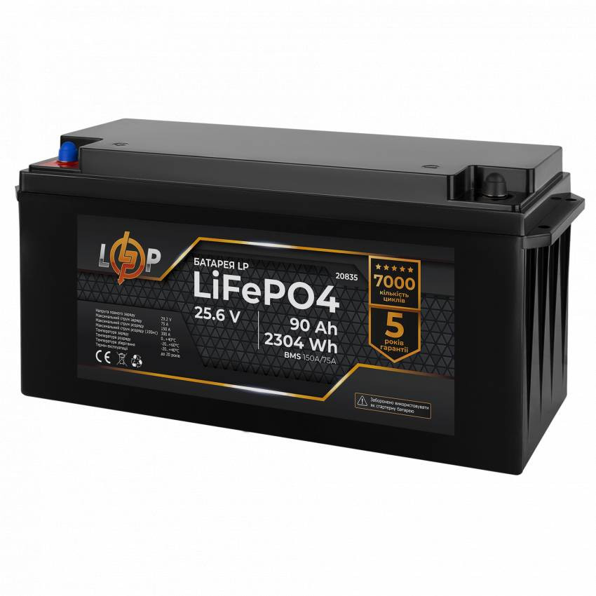 Акумулятор LP LiFePO4 24V (25,6V) - 90 Ah (2304Wh) (BMS 150A/75А) пластик-
