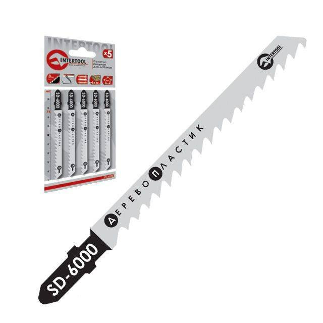 Полотна для лобзика для роботи по деревині, пластику, робоча довжина - 75 мм, відстань між зубцями - 3,0 мм INTERTOOL SD-6000-SD-6000