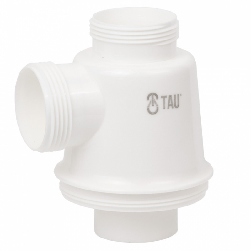 Сифон для кухонної мийки з нержавіючим випуском 3½" виводом під пральну машину, квадратним переливом і гнучким відведенням Ø40/50мм TAU (9842521)-9842521