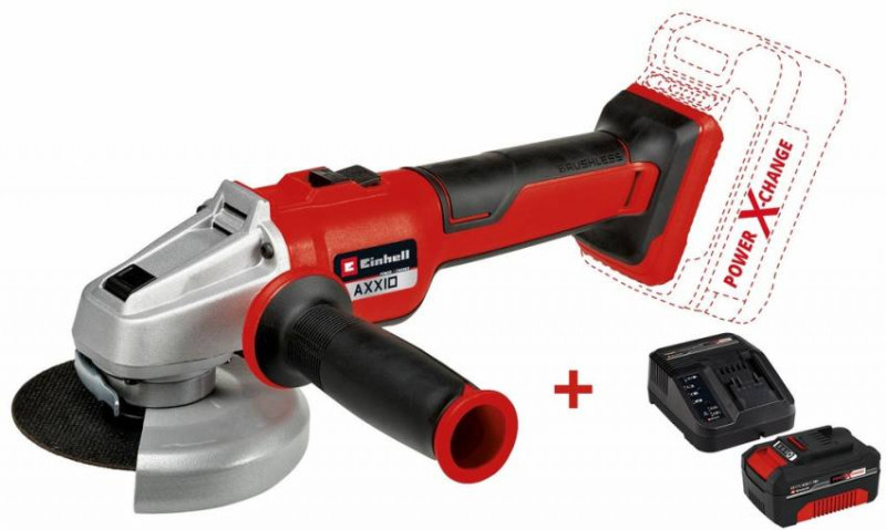Машина шліф.кутова акумуляторна 18В Einhell 3А/год ЗУ, 125 мм, безщітковий двигун, плавний пуск, 8500 об/хв, акумулятори від 2.6 А/год AXXIO 3Ач ЗУ-20121428