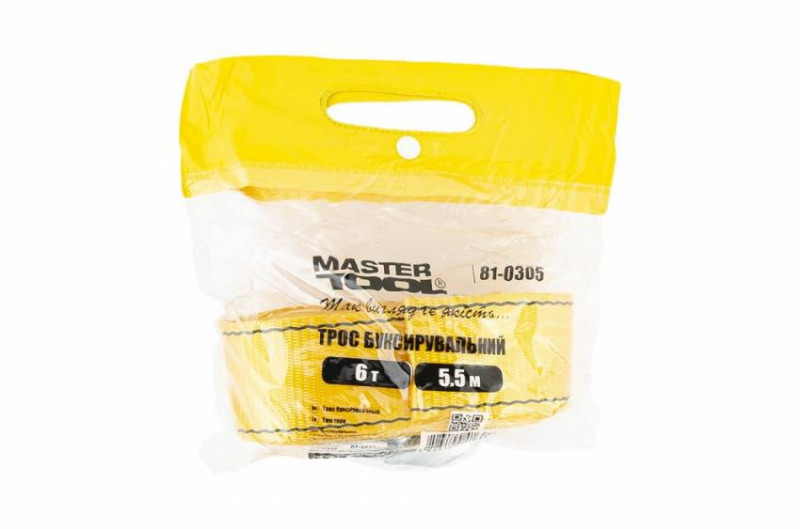 Трос буксирувальний MASTERTOOL 6 т 5.5 м 60 мм поліестер 81-0305-81-0305