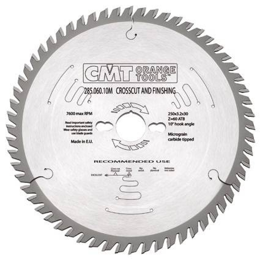 Пиляльний диск по дереву CMT HM D=250 F=30 Z=60N K=3,2/2,2 (285.060.10M)-285.060.10M