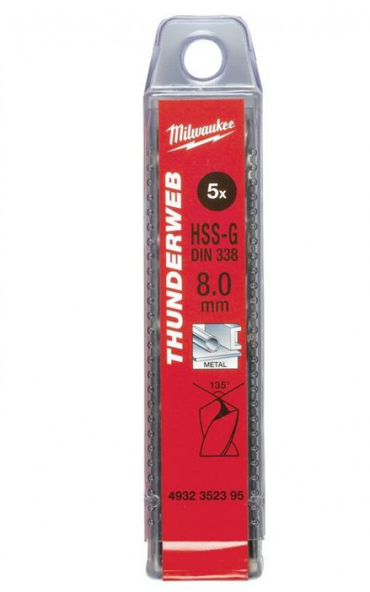 Свердло по металу THUNDERWEB HSS-G MILWAUKEE DIN338, Ø11,0x142мм, (5шт)-4932352401