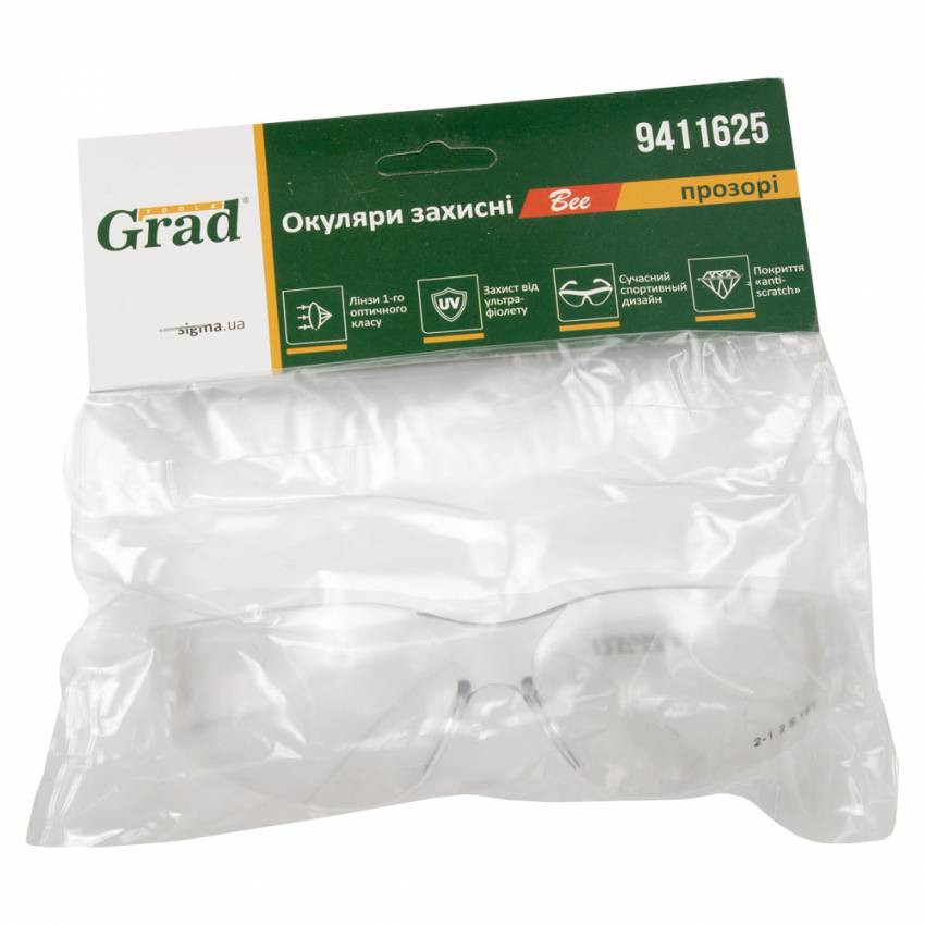 Окуляри захисні Bee anti-scratch (прозорі) GRAD (9411625)-9411625