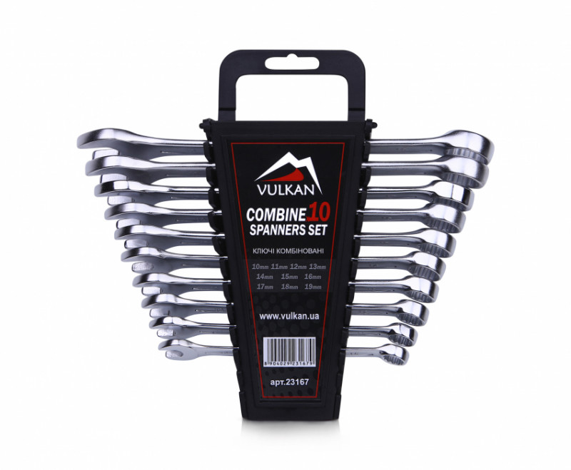 Набір ключів комб. 10-19мм 10од на пластику-VLK PC10