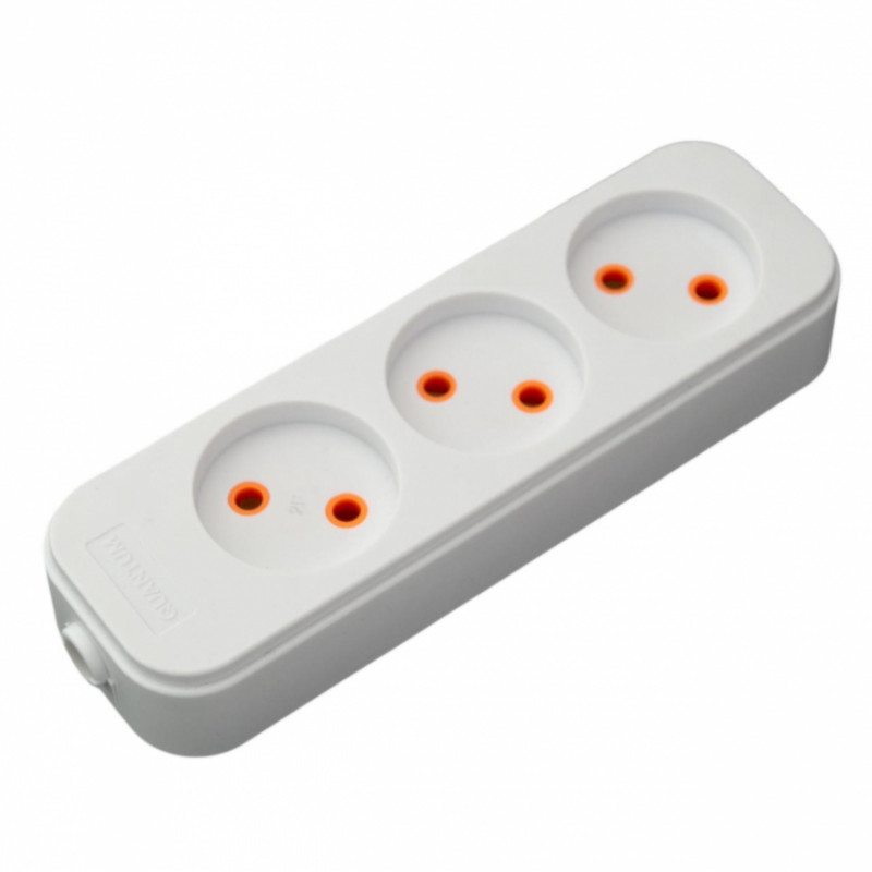 Колодка Quantum 3 пости без заземлення біла 1шт/уп-QM-КP-00300