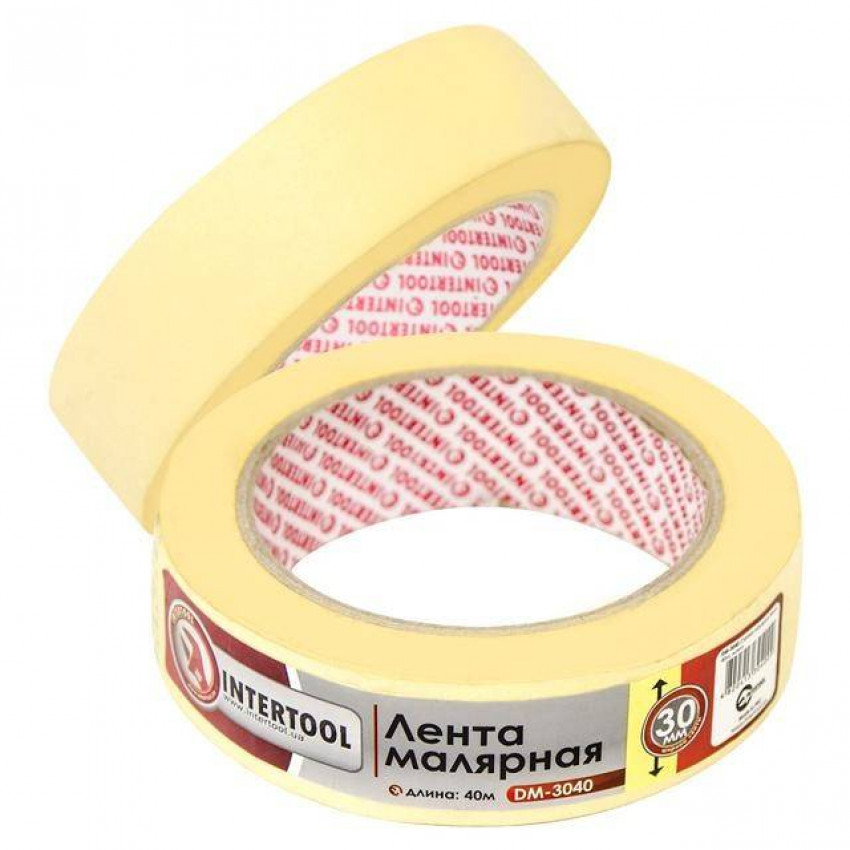 Стрічка малярна 30мм, 40м, жовта INTERTOOL DM-3040-DM-3040