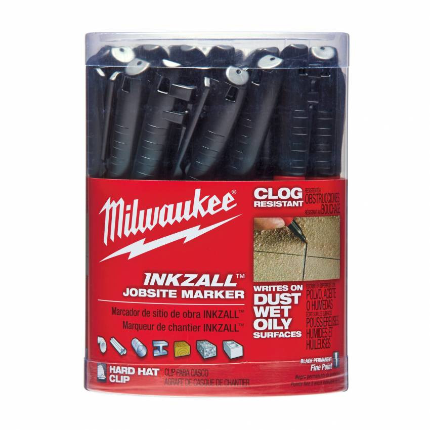 Маркер для будівельних майданчиків InkZAll MILWAUKEE, тонкий, чорний-48223100