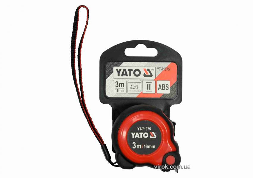 Рулетка YATO 3 м x 16 мм зі сталевою стрічкою і нейлоновим покриттям і подвійним блокуванням-YT-71075