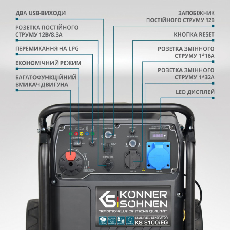 Інверторний газобензиновий генератор KS 8100iEG-KS 8100iEG