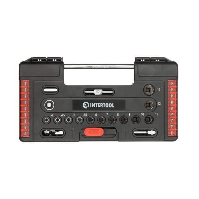 Набір викруткових насадок і головок з тріскачкою, 57 од., STORM INTERTOOL VT-3657-VT-3657