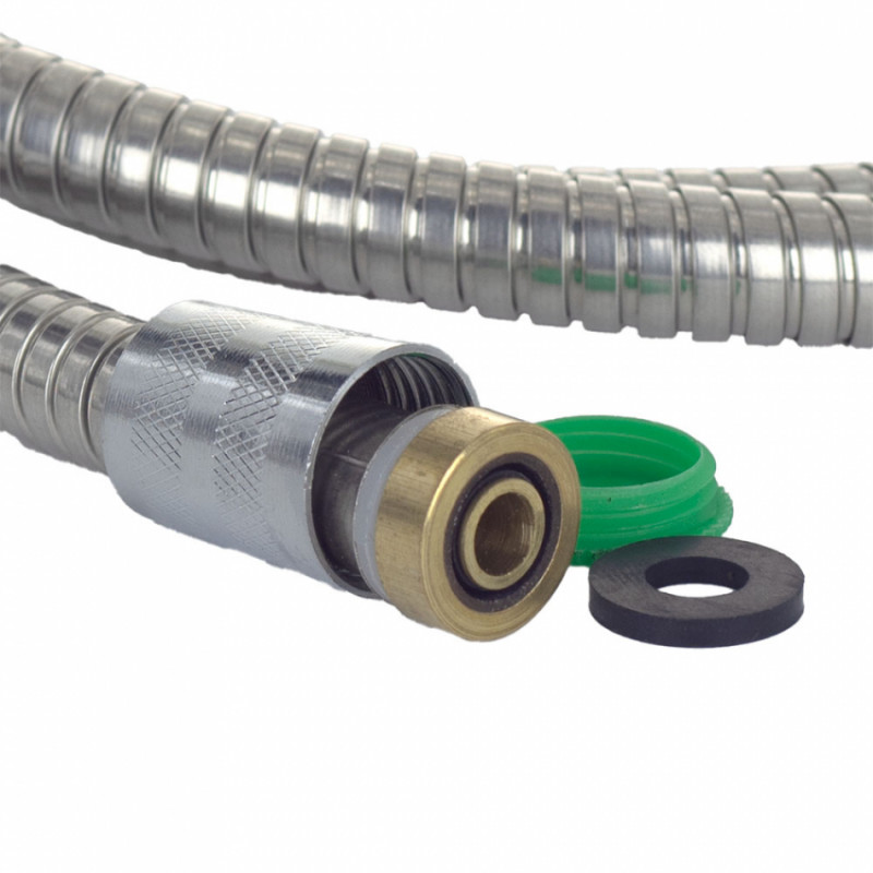 Шланг для душа 1/2" SS розтяжний з підшипником 150-180см AQUATICA XB-9353 (9792040)-9792040