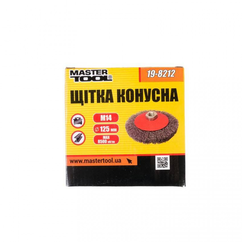 Щітка конусна MASTERTOOL з рифленого дроту 125 мм М14 19-8212-19-8212
