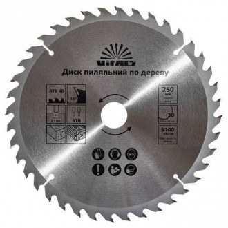 Диск пильний Vitals по дереву 250x30/25.4, ATB 40-[articul]