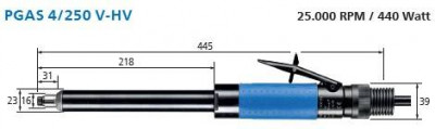 Пневмошліфмашина пряма цанга 6мм PNEUM.GRINDER PGAS 4/250 V-HV-[articul]