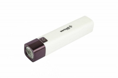 Ліхтар WERTVOLL 3 режими LED Li-ion 1200 mAh/t 7000 K/80 lum powerbank ABS 122х25 мм WHITE RX-8001-[articul]