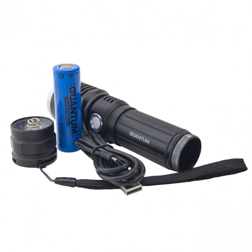 Ліхтар ручний  Quantum Solid-H 10W LED  з USB-C + Li-ion21700/4000mAh, blister-QM-FL1020-21700/4000-PB