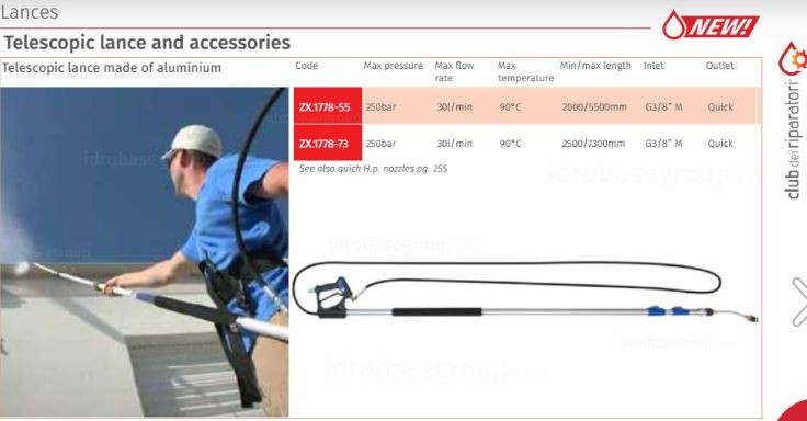 Піка телескопічна 2-5,5м, М22*1,5Н -  адаптер для сопел-ZX.1778-55