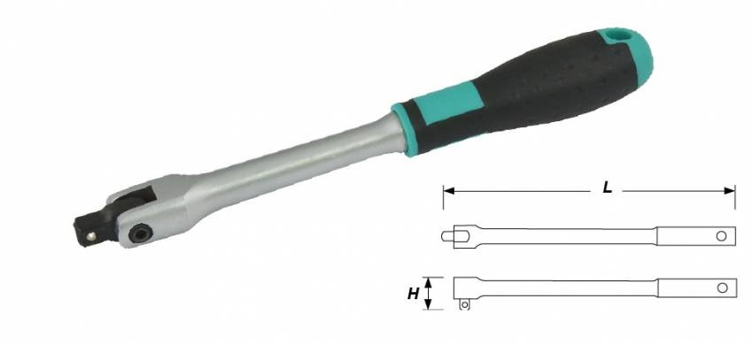 Вороток 1/4" з карданом 160мм з пластик. ручкою-16122-18-160