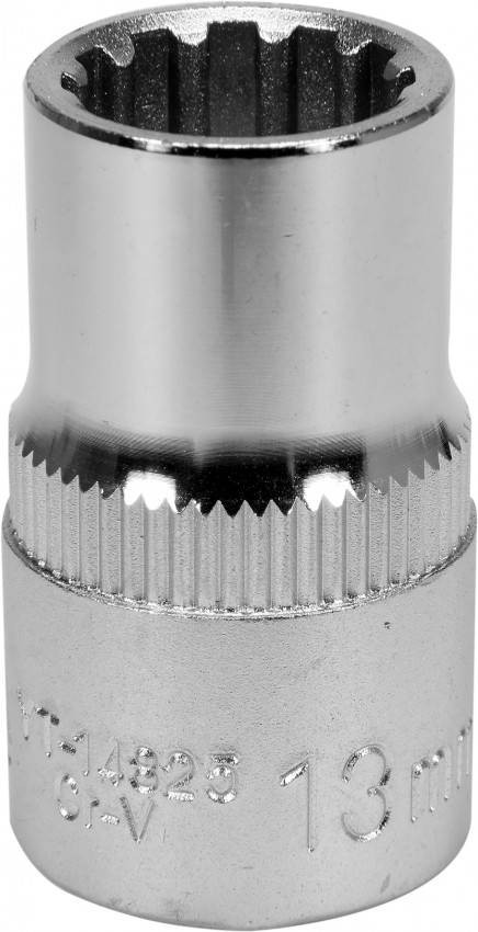 Торцева головка "Spline" YATO: квадрат 1/2", M13, l=38 мм, CrV [Блістер]-YT-14825