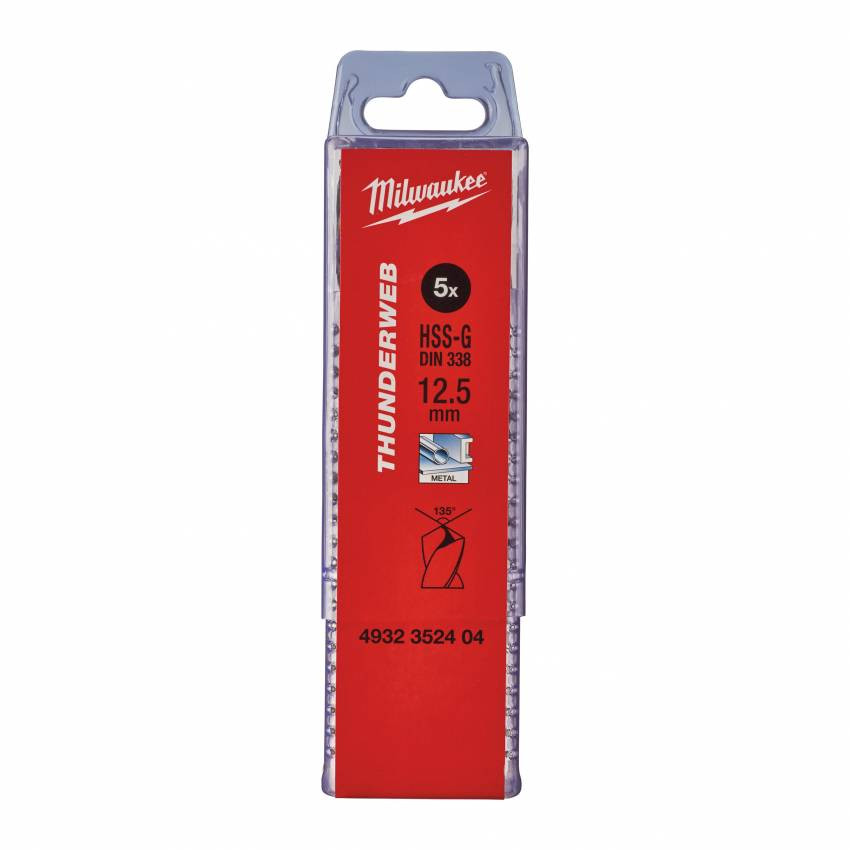 Свердло по металу THUNDERWEB HSS-G MILWAUKEE DIN338, Ø12,5x151мм, (5шт)-4932352404