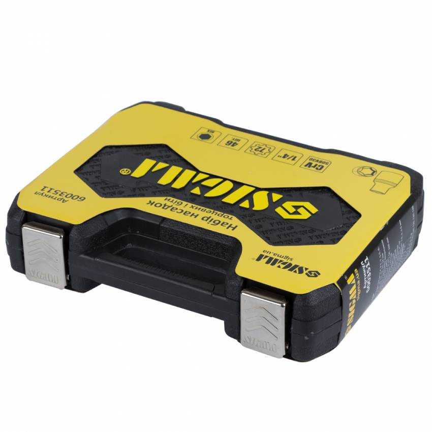 Набір насадок торцевих та біт 1/4" 46шт CrV mid Sigma (6003511)-6003511