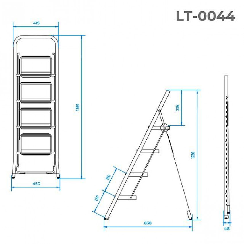 Стрем'янка, 4 сходинки 300*200 мм, висота 1238 мм INTERTOOL LT-0044-LT-0044