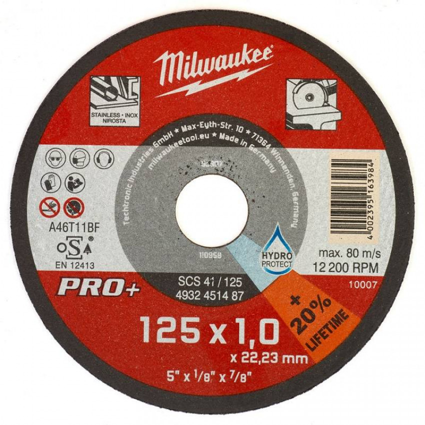 Диск відрізний MILWAUKEE, SCS 41/125х1 PRO, Ø125мм-4932451487