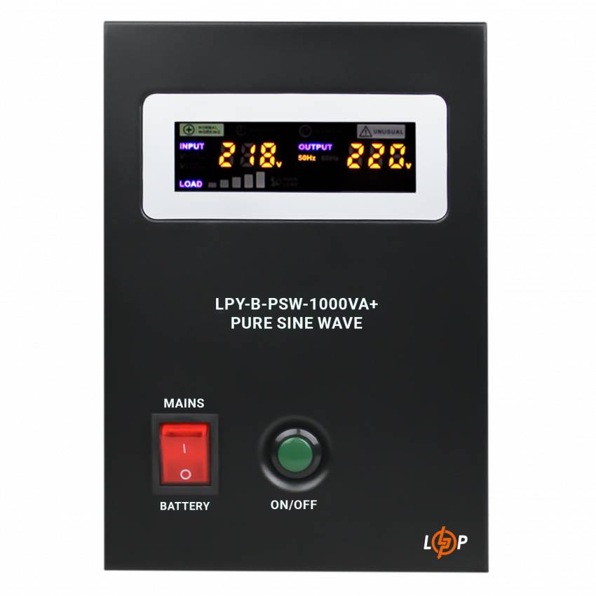 ДБЖ з правильною синусоїдою 12V LPY-B-PSW-1000VA+(700Вт) 10A/20A-