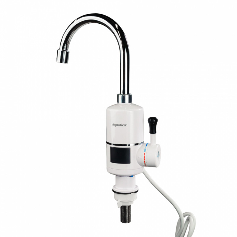 Кран-водонагрівач проточний s96 3.3кВт для кухні вилив вухо на гайці з індикатором і термостатом AQUATICA (9796133)-9796133