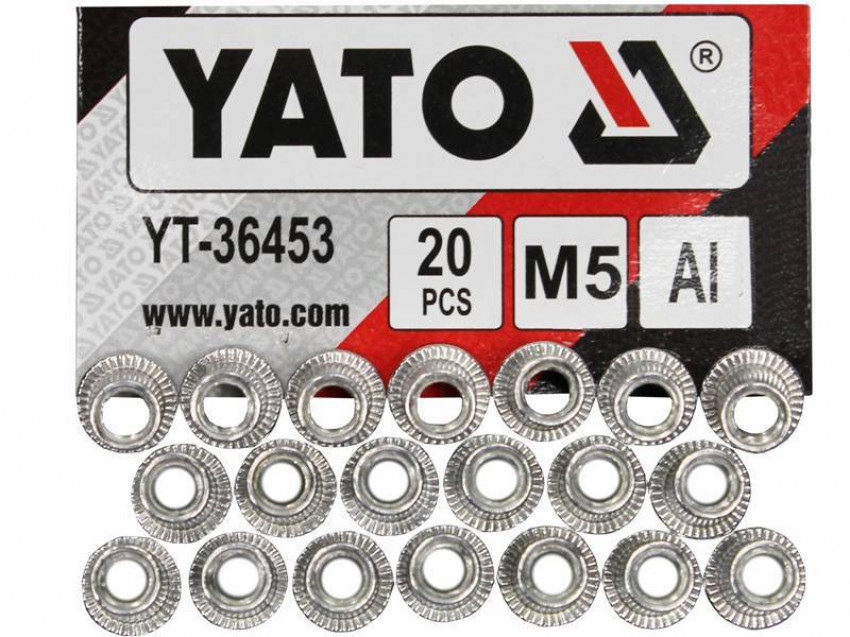 Нютогайка алюмінієва YATO М5, 12 мм, 20 шт.-YT-36453