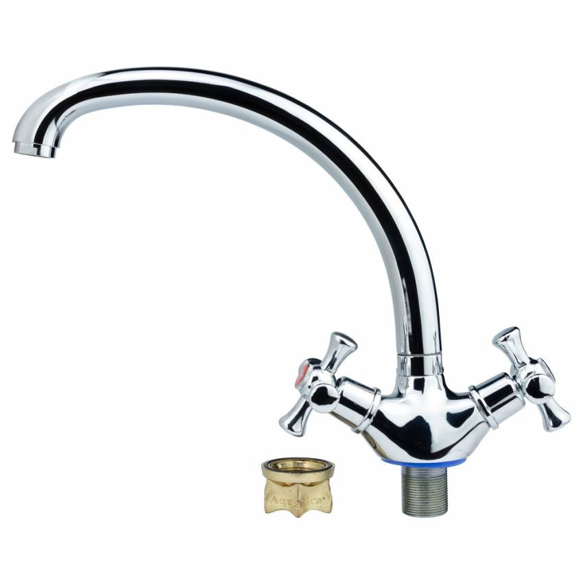 Змішувач PL 1/2" для кухні гуска вухо на гайці AQUATICA (PL-4B155C)-PL-4B155C