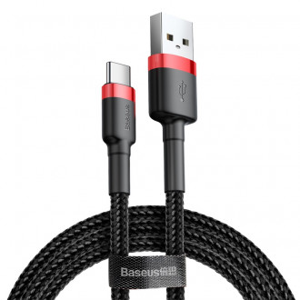 Кабель Baseus Cafule USB 2.0 to Type-C 2A 3M Чорний/Червоний (CATKLF-U91)-[articul]