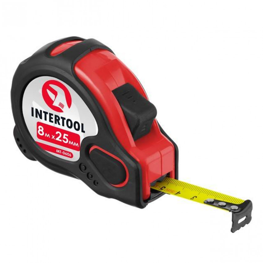 Рулетка з фіксатором 8 м "Супер Магніт" INTERTOOL MT-0608-MT-0608