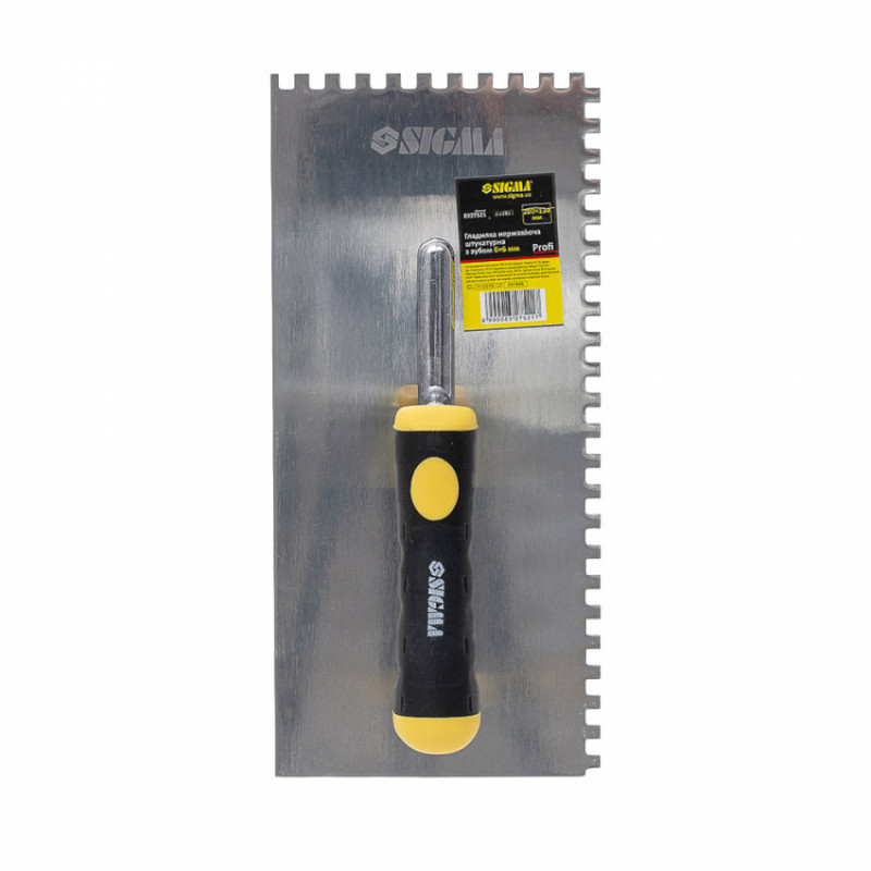 Гладилка штукатурна нержавіюча із зубом Profi 280мм×130мм 6×6мм Sigma (8327521)-8327521
