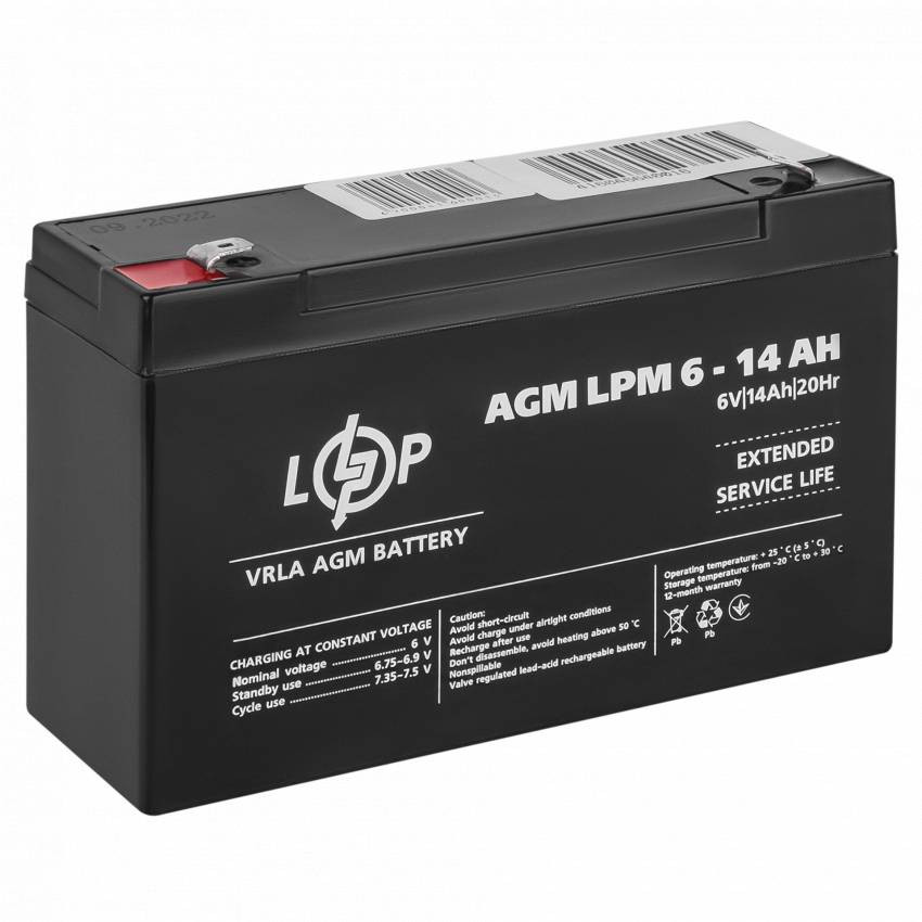 Акумулятор AGM LPM 6V - 14 Ah-