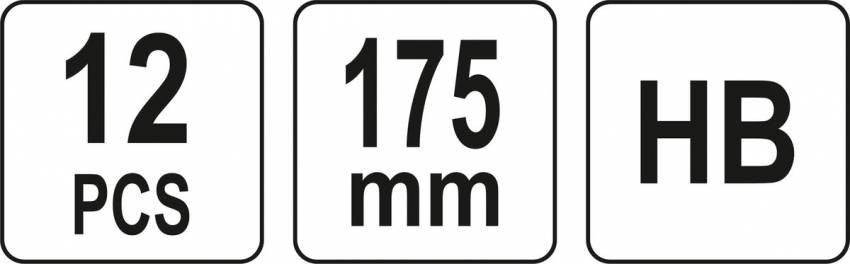 Олівці столярні з твердістю HB YATO: L= 175х 5х 2 мм. 12 шт, в деревяній червоній оболонці-YT-692612