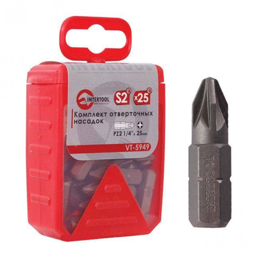 Комплек насадок до викруток PZ2 1/4" * 25 мм уп. 25 шт. INTERTOOL VT-5949-VT-5949