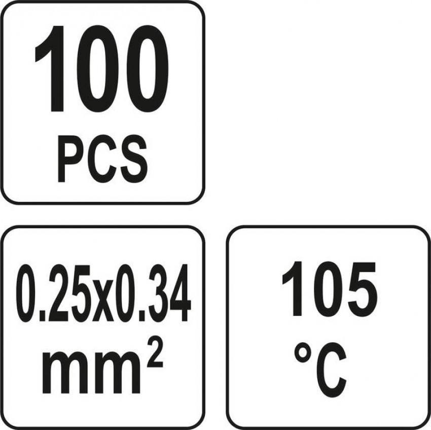 Кембрики термоусадні при t≤ 105°C з припоєм YATO, прозорі, для провідників 0.25- 0.34 мм², 100 шт-YT-81451
