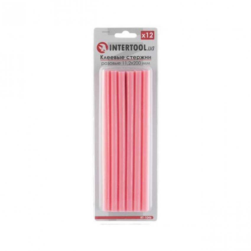 Комплект клейових стрижнів рожевих, 11,2×200 мм, 12 шт. INTERTOOL RT-1046-RT-1046