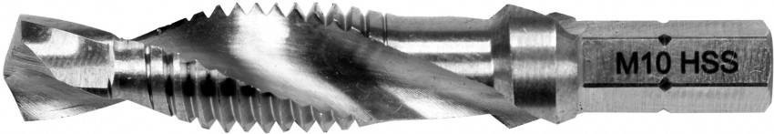 Свердло-мітчик YATO М10 х 1.5 мм, HSS М2, HEX-1/4", l=59/15 мм-YT-44847