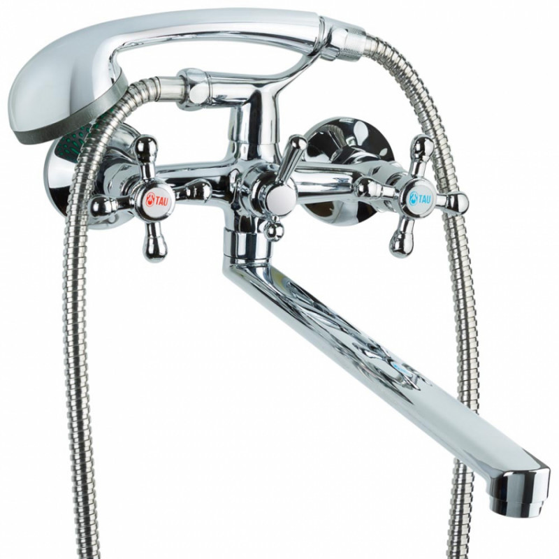 Змішувач s70 ½" для ванни гусак прямий 350мм дивертор вбудований кульовий TAU VD-5C261C (9870210)-9870210