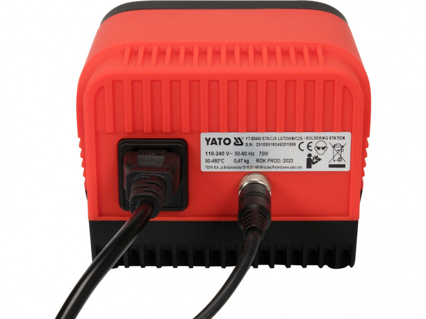 Паяльна станція мережева 110-230 V YATO; Р= 75 Вт, t°= 90-480°С, жало тип T12, LCD табло [12]-YT-82462