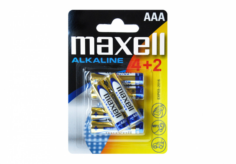 Лужна батарейка Maxell Alkaline AAA/LR03  6шт/уп(4+2) blister-790240.04