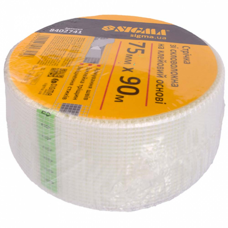Стрічка склотканина на клейовій основі 75ммх90м Sigma (8402741)-8402741
