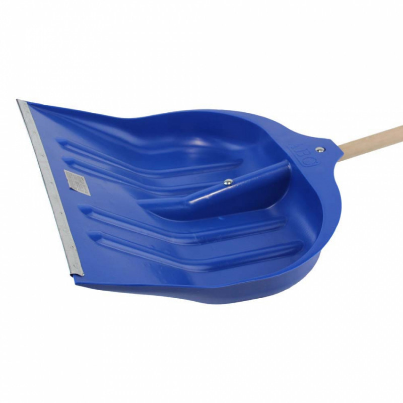 Лопата для снігу/зерна пластикова з оцинкованою планкою Strong 490×495мм з дерев'яним держаком (кольорова) GRAD (5046525)-5046525