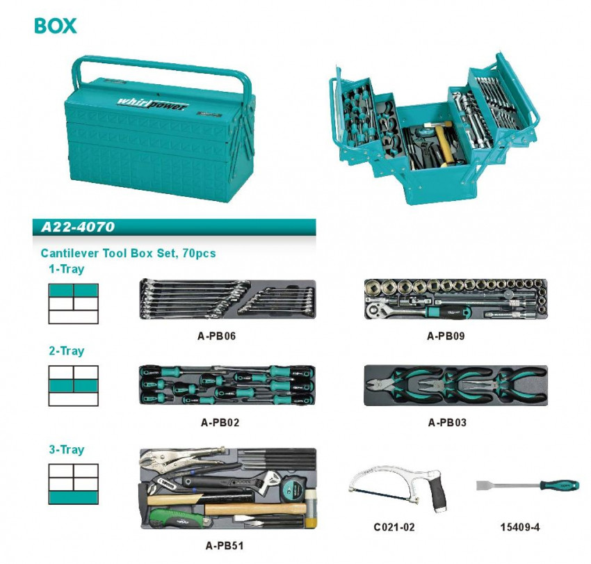 Набір інструмента 70од мет.ящик-A22-4070S