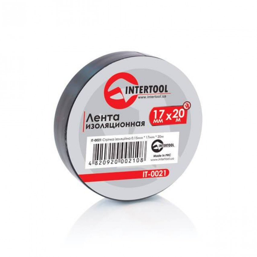 Стрічка ізоляційна 0.15мм*17мм*20м чорна INTERTOOL IT-0021-IT-0021
