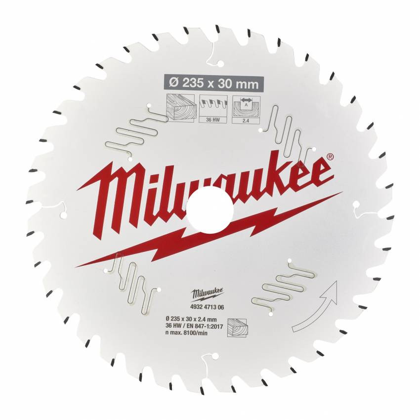 Диск пиляльний Alu PFTE MILWAUKEE, Ø235х30х2,4мм, 60 зуб. 1-4932471309